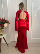 Imagem de Vestido vermelho com manga longa