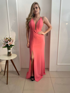 Imagem de Vestido coral com gola boba