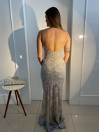 Imagem de Vestido prata de renda bordado