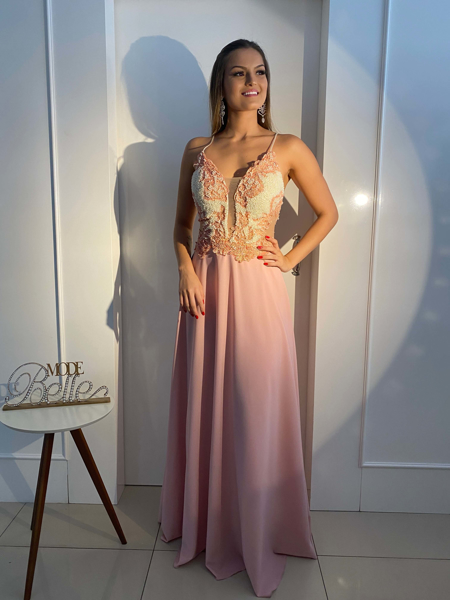 Imagem de Vestido rose com perolas