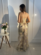 Imagem de Vestido nude com dourado