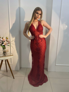 Imagem de Vestido marsala bordado