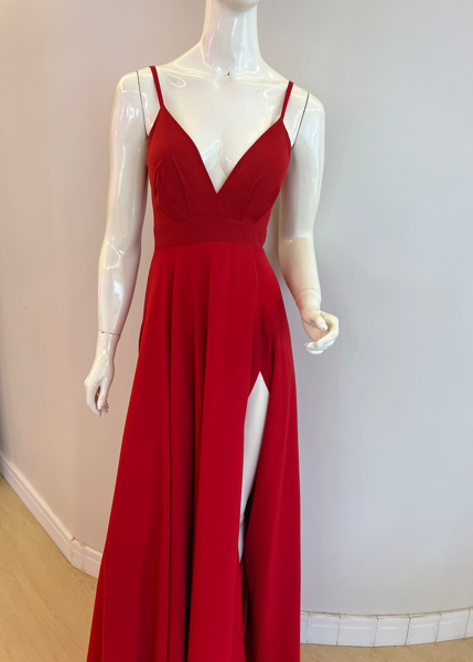 Imagem de Vestido  Vermelho Com Fenda